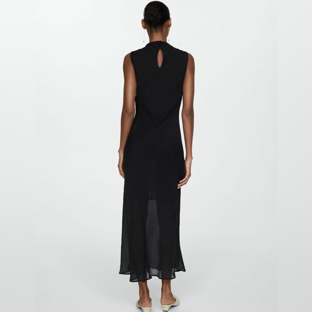 Sz S mango Vestigo black Gracy Textured Dress In a svelte, textured fabric, - Picture 2 of 15